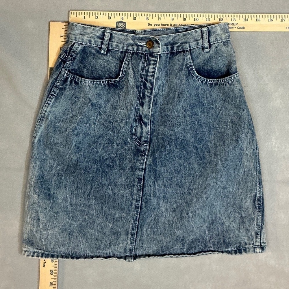 Vintage Acid Wash Denim Jean Skirt Too Cool For School Size 11 - Picture 2 of 5